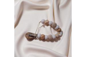 Speenkoord wit beige met wit bloemetje