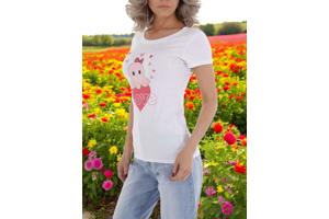 T-shirt strak getailleerd wit octopus love XL