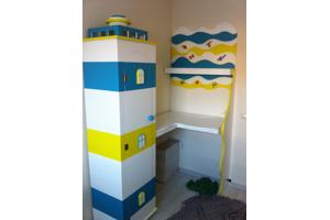 Commode, kinderkast en bed - in thema zee/strand