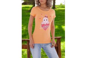 Glo-story strak getailleerd t-shirt oranje octopus love S