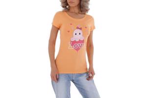 Glo-story strak getailleerd t-shirt oranje octopus love S