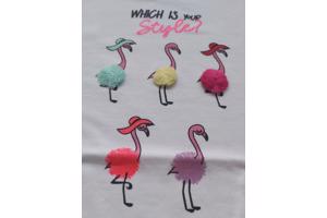 Glo-Story t-shirt flamingo's wit 110