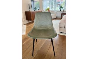 Stijlvolle groene, leren eetkamerstoelen (x4)