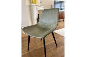 Stijlvolle groene, leren eetkamerstoelen (x4)