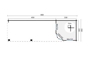 Blokhut - Tuinhuis Paiva | 44 mm | vuren onbehandeld