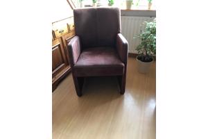 2 leren eetkamer stoelen (Nubuck) donkerbruin