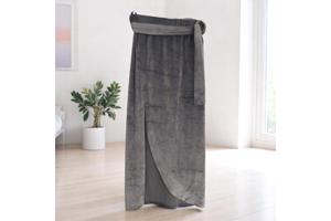 Lange velourse rok met split grijs S/M