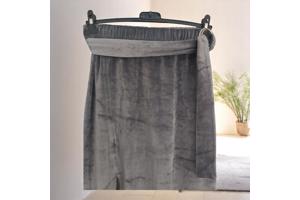 Lange velourse rok met split grijs S/M