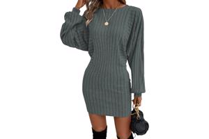 stretchy jurk grijs met pofmouwen XXL