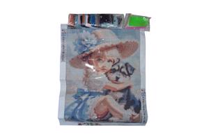 nr 39 Diamond painting meisje hondje 50x40cm (vierkant)