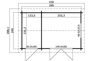 Tuinhuis-Blokhut Wrexham 1: 380x240 cm