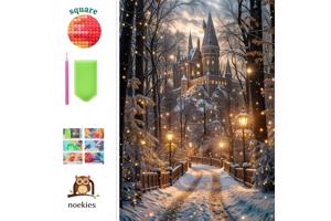 nr 55 Diamond Painting winter kasteel 50x40cm (vierkant)