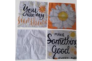 Set van 4 kussenhoezen bloem en tekst wit oranje geel 40x40c
