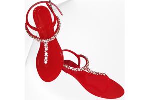 Teenslippers rood met strass steentjes 38