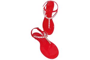 Teenslippers rood met strass steentjes 38