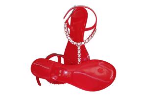 Teenslippers rood met strass steentjes 38