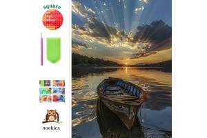 nr 53 Diamond Painting boot zonsondergang 50x40cm (vierkant)