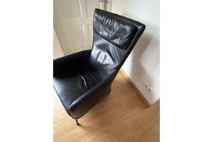 Zwart, leren fauteuil