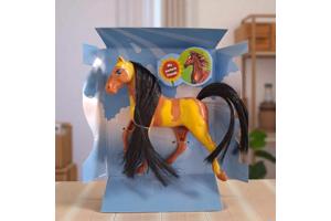 Little horse speelpaard camel bruin gevlekt zwart haar