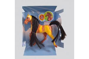 Little horse speelpaard camel bruin gevlekt zwart haar