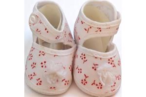 Junior Joy Babyschoenen Newborn Wit Met Rode Bloemetjes