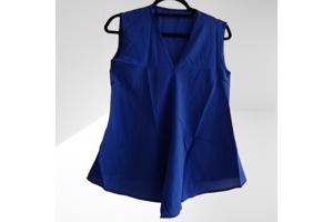 Luchtig mouwloos effen shirt cobalt blauw S