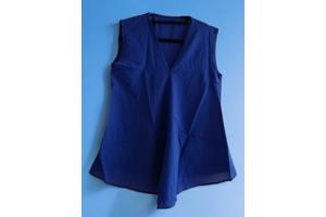 Luchtig mouwloos effen shirt cobalt blauw S