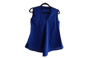 Luchtig mouwloos effen shirt cobalt blauw S