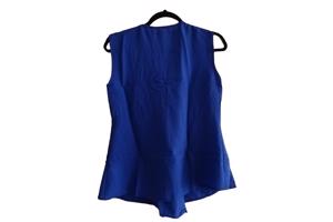 Luchtig mouwloos effen shirt cobalt blauw S