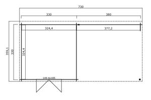 Tuinhuis-Blokhut Olenka: 730 x 350 cm