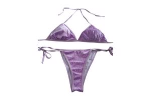 2 delige glitter bikini lilapaars L