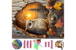 50x40cm Diamond Painting herst Uil (rond) nr 83