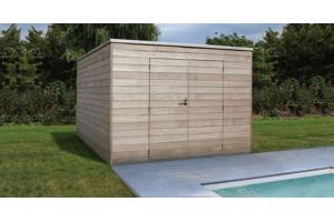 Strak tuinhuis Box-Iroko in diverse standaard maten