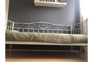 Bedframe 90x200 cm - metaal - wit - hartjes