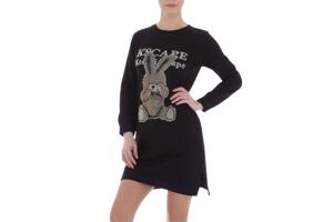 Sweat jurk strass steentjes zwart L/XL