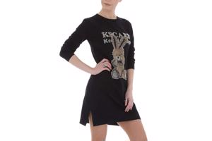 Sweat jurk strass steentjes zwart L/XL