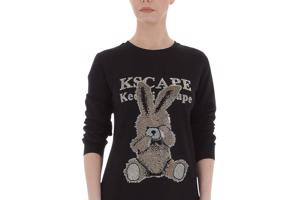 Sweat jurk strass steentjes zwart L/XL