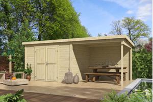 Blokhut met overkapping Kjeld 550x250 onbehandeld vuren