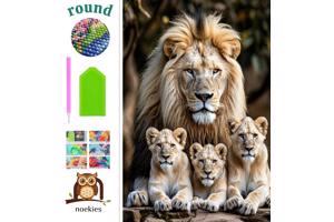 nr 73 Diamond Painting leeuw met jong 50x40cm (rond)
