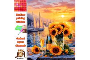 50x40cm Diamond Painting zonnebloemen (vierkant) nr 28