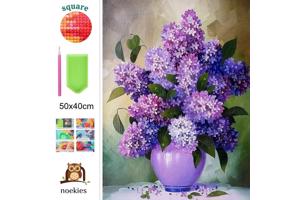 nr 11 Diamond Painting bloemen lila paars 50x40cm (vierkant)