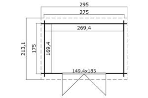 Blokhut Nadia 275x230 Onbehandeld vuren