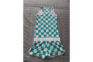 Metrofive playsuit groen wit geblokt S/M 36/38