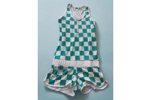 Metrofive playsuit groen wit geblokt S/M 36/38