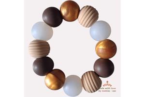 Noekies Handgemaakte Bijtring beige bruin goud - Nieuw!