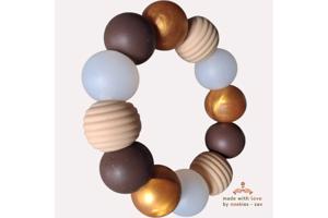 Noekies Handgemaakte Bijtring beige bruin goud - Nieuw!