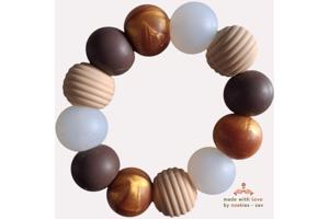 Noekies Handgemaakte Bijtring beige bruin goud - Nieuw!