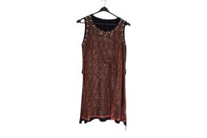 Glitter jurk rood zwart met parels S/M