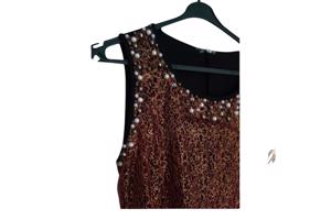 Glitter jurk rood zwart met parels S/M