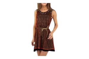 Glitter jurk rood zwart met parels S/M